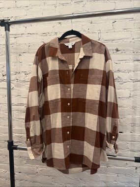 Old Navy Brown & Cream Buffalo Plaid Button-Down Shirt